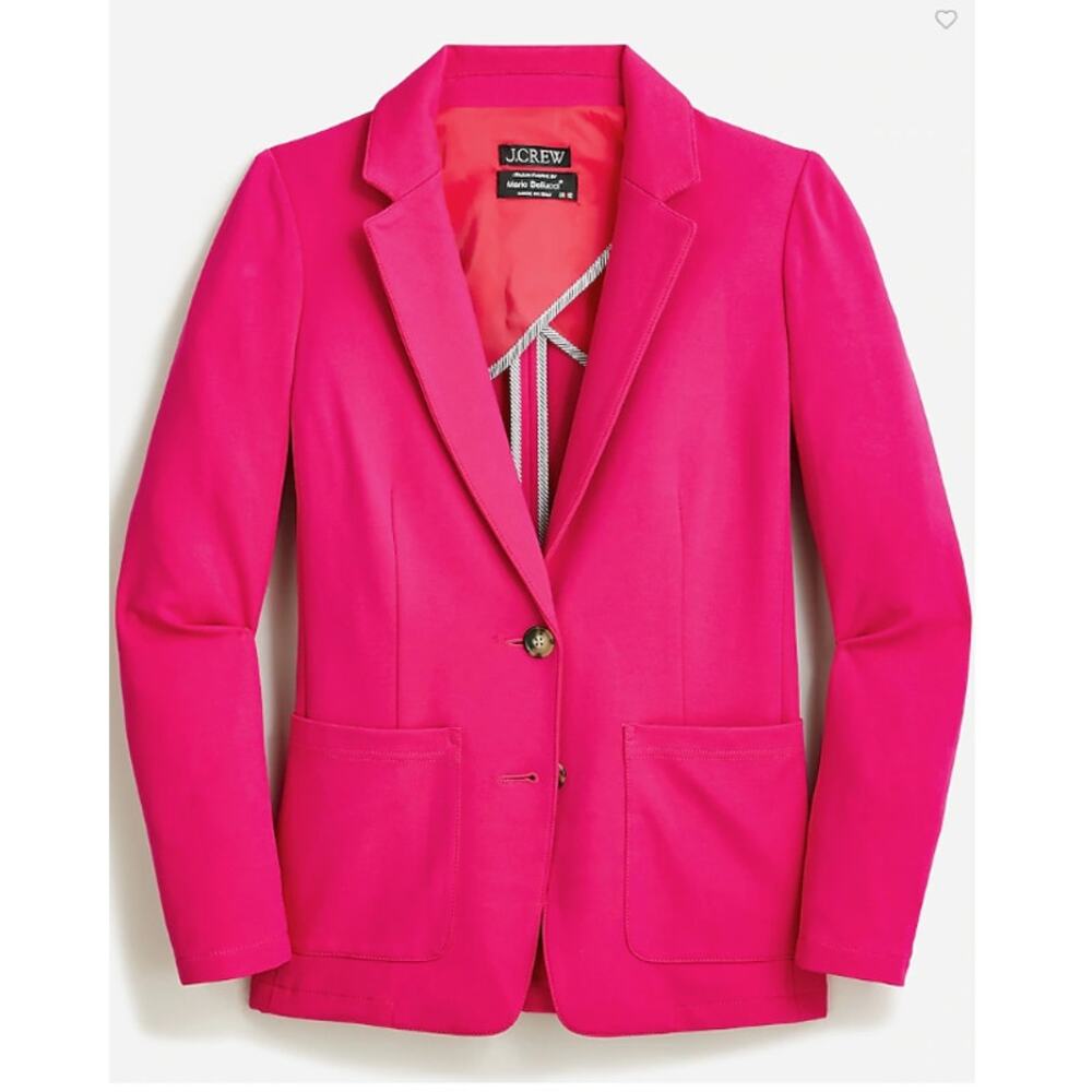 J. Crew Patch-Pocket Blazer Italian Ponte Knit Fuchsia Pink Womens Size 2